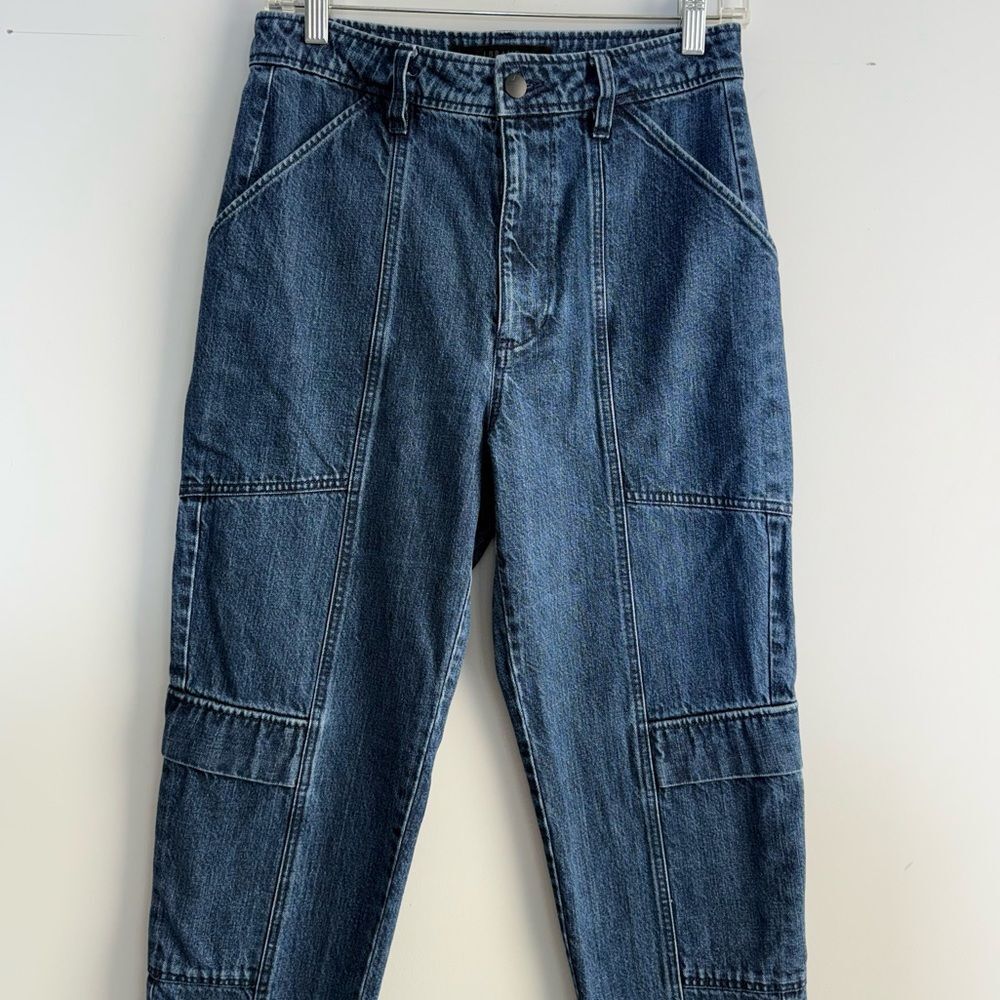 J BRAND Athena Cropped Paperbag Jeans Utility Cargo Blue Denim Pants Size 27 - Picture 7 of 15